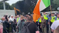 Garda use incapacitant spray on anti-migrant protesters in Coolock News Clip