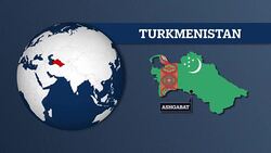 Earth Sphere Map and Turkmenistan Country Map with National Flag Stock Footage