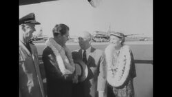 US VP Richard Nixon and wife Pat arrive in Honolulu, the first stop on a ten-day 'round-the-globe tour News Clip