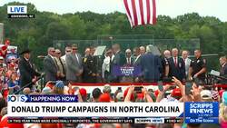 Trump campaigns behind bulletproof glass in first outdoor rally since assassination attempt News Clip