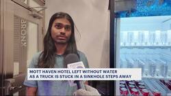 Mott Haven hotel without water as truck is left in sinkhole steps nearby News Clip