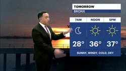Sunny and windy Monday in The Bronx; snow squall chance Tuesday News Clip