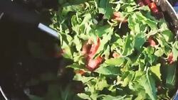 Squid Basil on pan Stock Footage