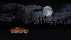 Spooky Halloween Night Animation - Haunted House - Pumpkin - 4K Stock Footage