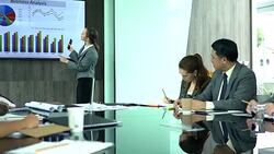 Multi-ethnic group of people attentive businesspeople in meeting at the office. Stock Footage