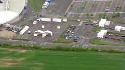 UK: Drive through coronavirus testing centre in Brighton News Clip