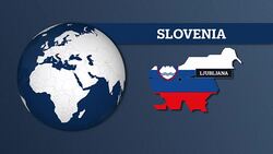 Earth Sphere Map and Slovenia Country Map with National Flag Stock Footage