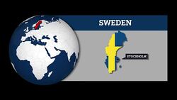 Earth Sphere Map and Sweden Country Map with National Flag Stock Footage