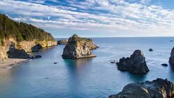 Sunset Sky Above the Sea Stack Islands on the Oregon Coast Stock Footage