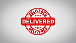 delivered  Signed Stamping Text Wooden Stamp Animation. Red Ink on Clean White Paper Surface Background with Green matte Background Included. Stock Footage