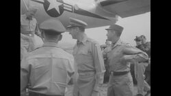 US Generals Mark Clark, commander of the UN forces, and William Harrison, Jr. arrive at Seoul airport in May of 1953 News Clip