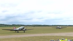 Aircrafts carrying parachutists take off from Imperial War Museum News Clip