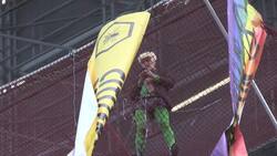 Extinction Rebellion climate protester scales Big Ben scaffolding News Clip