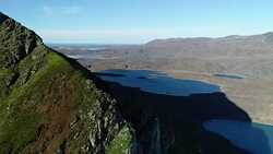 Aerial of Signehamna, Lilliehöökfjorden, Svalbard Stock Footage