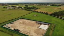 Aerial shots Cuadrilla's test fracking location near Manchester, UK News Clip