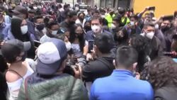 CLEAN : Presidential candidate Arauz arrives at polling station in Quito News Clip