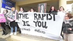 CLEAN : Cyprus: women's rights ctivists protest in support of British teen found guilty of false rape claim News Clip