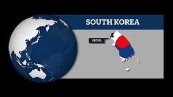 Earth Sphere Map and South Korea Country Map with National Flag Stock Footage