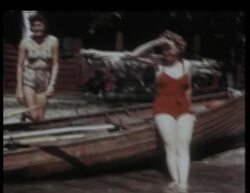 Eva Braun, family and friends at a lake. Scenes from Berghof with Hitler Stock Footage