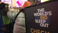 CLEAN : Hundreds sleep out in New York to raise awareness on homelessness News Clip