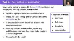 Peer editing the early life section of a biography about Harriet Tubman Instructional Video