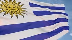 Sun and stripes flag of Uruguay. state symbol logo Stock Footage