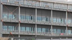 Drone shots of hospital under construction News Clip