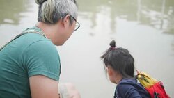 Asian young mother and young father with her adorable two year old girl playing outdoors with love . concept of family love of nature. happy children with the love of parents. Stock Footage