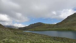 Time lapse lake scenes in mountains, national park Dombai, Caucasus, Russia, Europe Stock Footage