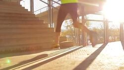 Jogging on a big bridge. Stock Footage