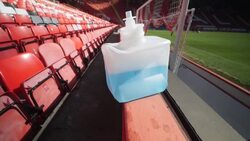 Charlton Athletic ground with social distancing signage News Clip