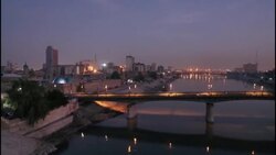 CLEAN : Aerials of Baghdad's Martyrs' Bridge (Jisr Al-Shuhada) News Clip