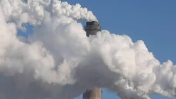 Smoking power plant Stock Footage