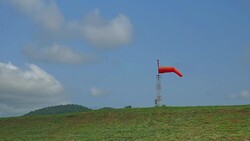 windshock on mountain at airport Stock Footage