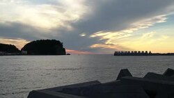 Dramatic Sunset At Utoro's Coastal Area, the Sea-walls And The Sea Of Okhotsk In Hokkaido, Japan Stock Footage