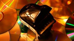 Black Piano cd disk hd footage Stock Footage