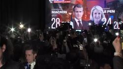 CLEAN : French elections: supporters of Marine Le Pen celebrate qualification for second round News Clip