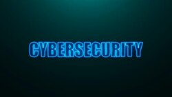 Letters of Cybersecurity text on background with top light Stock Footage
