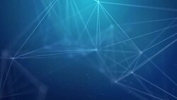 Dark Blue Geometric abstract connected line and dots seamless loop background. Scientific concept for your presentation. science, microbiology Modern medical technology and innovation concept Stock Footage