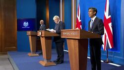 UK: British Chancellor of the Exchequer Rishi Sunak statement at the press conference on health and the future of social care. News Clip