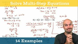 Solve Multi-Step Linear Equations Worksheet | 14 Examples Instructional Video