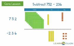 Subtracting with Base 10 Blocks within 1,000 Instructional Video