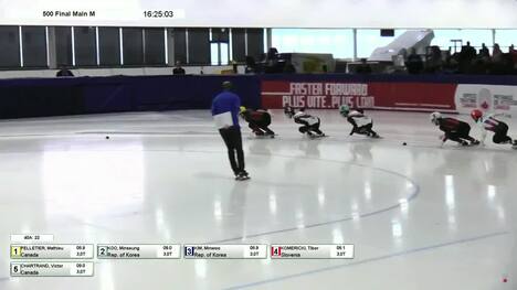 Pelletier captures gold, fellow Canadian Chartrand claims bronze in men's 500m at junior short track World Cup
