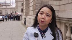 Crowd gathers outside the Foreign Office to protest Lord Cameron's inaction on Myanmar sanctions News Clip