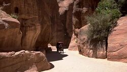 Petra - The narrow passage (Siq) that leads to Petra, Jordan Stock Footage