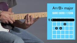 How to Play B Flat / A Sharp Major Barre Chord on Guitar Instructional Video
