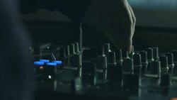 Music DJ playing set and using mixer tool Stock Footage