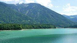 lake Sylvensteinsee in Bavaria, Germany Stock Footage