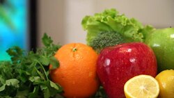 Fruits and Vegetables with Juice Stock Footage