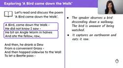 Reading, responding to&performing 'A Bird came down the Walk' by Emily Dickinson Instructional Video